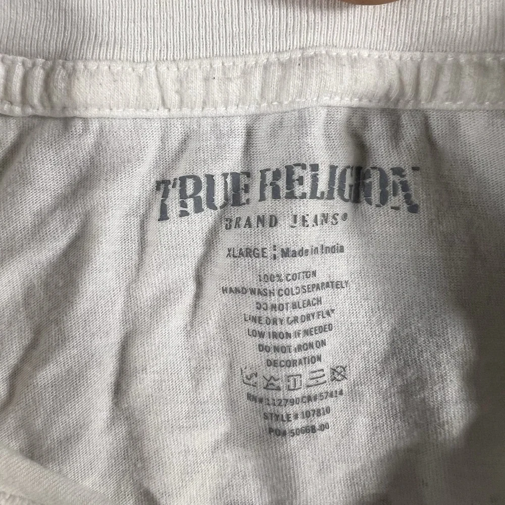 True Religion Buddha Graphic T Shirt White Men's XL Short Sleeve Cotton